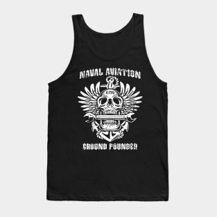 Naval Aviation Ground Pounder Vintage Skull Wings and Wrench Tank Top